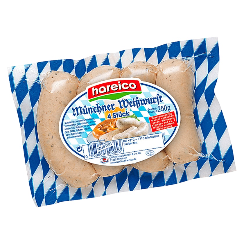 Hareico Münchner Weißwurst 250g, 4 stück
